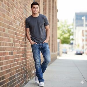 Rock Revival Mikael Slim Boot Mens Jeans Size 31 Distressed Thick Stitch